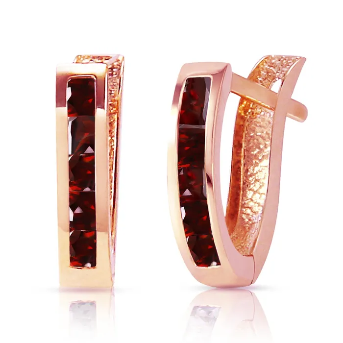Earrings MayaMila 13 Carat 14K Solid Rose Gold Oval Huggie Earrings Garnet Earrings MayaMila 13 Carat 14K Solid Rose Gold Oval Huggie Earrings Garnet
