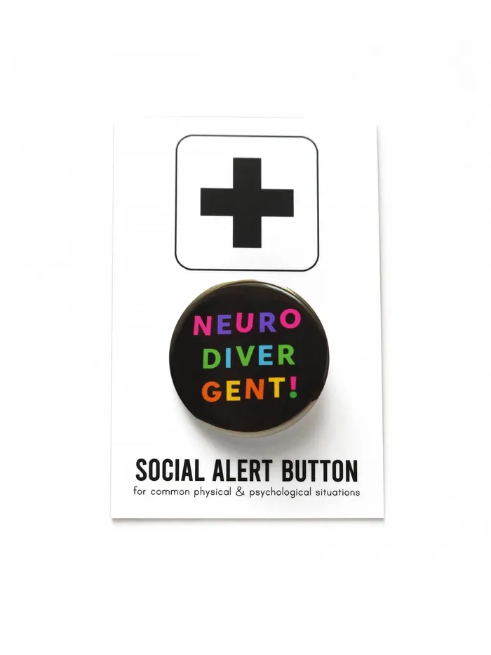 Earrings Word For Word Factory NEURODIVERGENT autistic pinback button