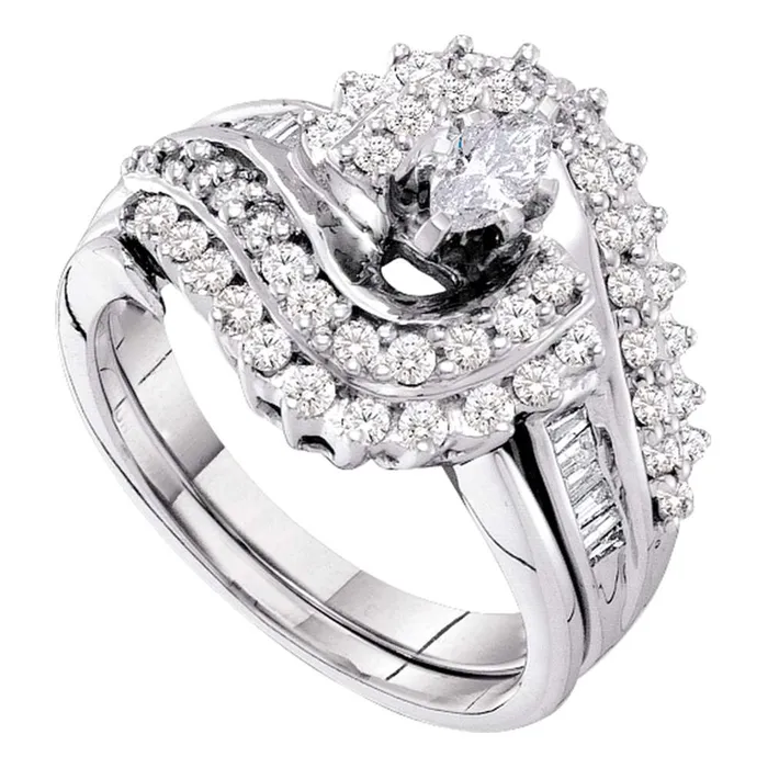 mayamila Rings 14kt White Gold Womens Marquise Diamond Bridal Wedding Engagement Ring Band Set 100 Cttw mayamila Rings 14kt White Gold Womens Marquise Diamond Bridal Wedding Engagement Ring Band Set 100 Cttw