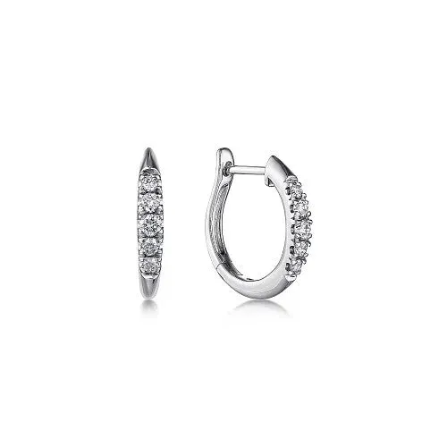 Earrings GABRIEL CO 14K White Gold Classic Round 15mm Diamond Huggie Earrings Earrings GABRIEL CO 14K White Gold Classic Round 15mm Diamond Huggie Earrings