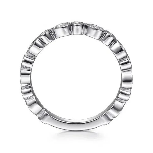 GABRIEL CO Rings 14K White Gold Pear and Round Station Stackable Diamond Ring GABRIEL CO Rings 14K White Gold Pear and Round Station Stackable Diamond Ring