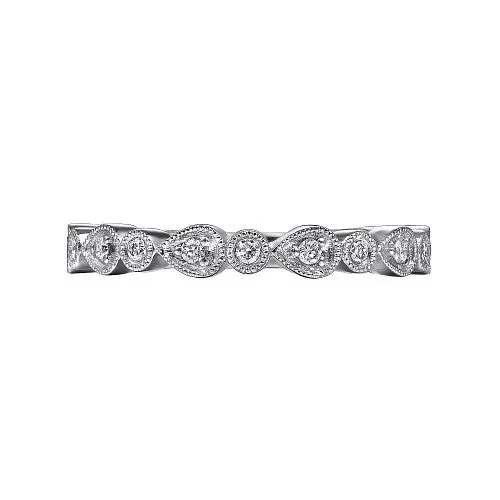GABRIEL CO Rings 14K White Gold Pear and Round Station Stackable Diamond Ring GABRIEL CO Rings 14K White Gold Pear and Round Station Stackable Diamond Ring