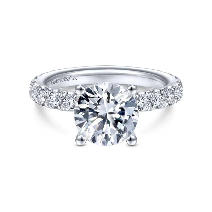 Rings GABRIEL CO Ulani 14K White Gold Round Diamond Engagement RingSetting Only Rings GABRIEL CO Ulani 14K White Gold Round Diamond Engagement RingSetting Only