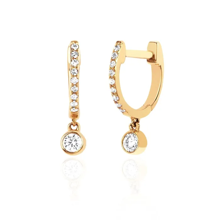Single Mini Huggie Bezel Set Diamond Drop Earring EF COLLECTION Earrings