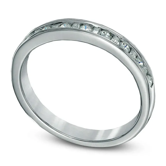 025 CT TW Baguette and Round Natural Diamond Alternating Band in Solid 10K White Gold Goldia Rings 025 CT TW Baguette and Round Natural Diamond Alternating Band in Solid 10K White Gold Goldia Rings