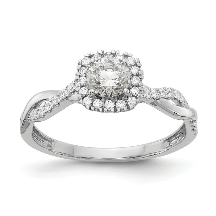 038ct CZ Solid Real 14k White Gold Halo Twist Design Engagement Ring Goldia Rings 038ct CZ Solid Real 14k White Gold Halo Twist Design Engagement Ring Goldia Rings