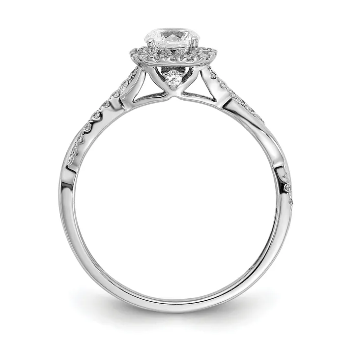 038ct CZ Solid Real 14k White Gold Halo Twist Design Engagement Ring Goldia Rings