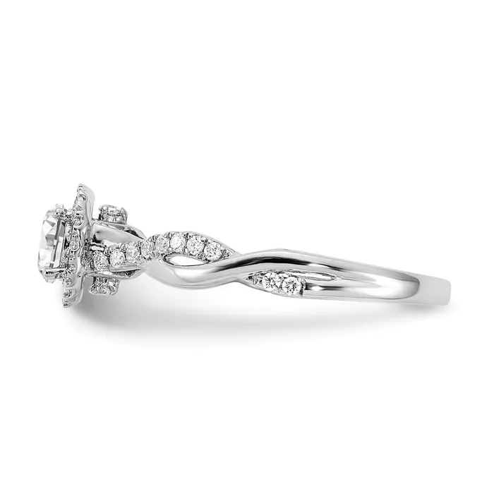 038ct CZ Solid Real 14k White Gold Halo Twist Design Engagement Ring Goldia Rings