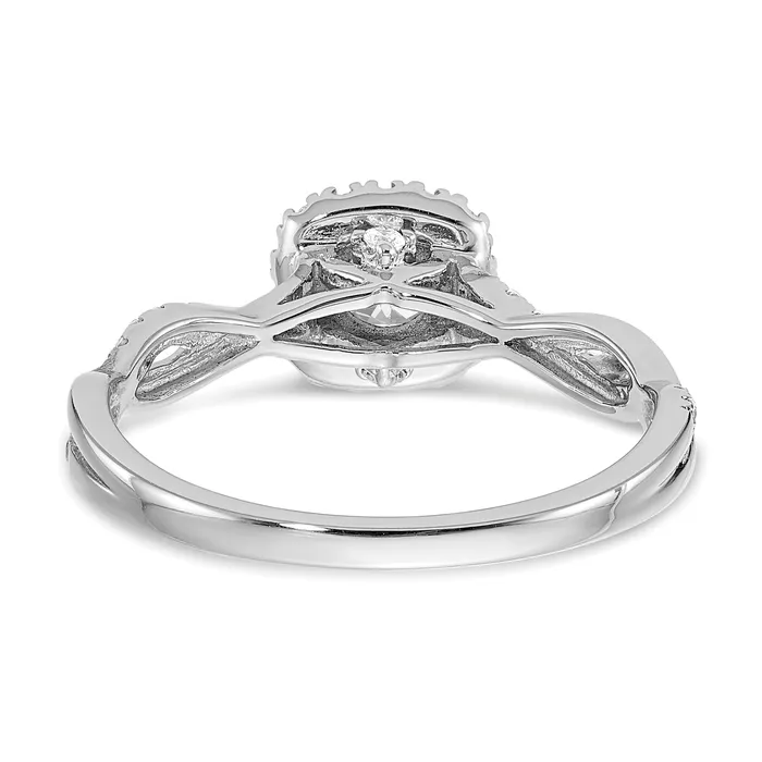 038ct CZ Solid Real 14k White Gold Halo Twist Design Engagement Ring Goldia Rings
