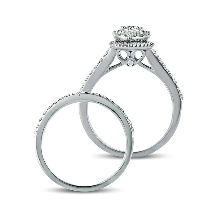 10 CT TW Composite Pear Natural Diamond Frame Bridal Engagement Ring Set in Solid 10K White Gold Goldia Rings 10 CT TW Composite Pear Natural Diamond Frame Bridal Engagement Ring Set in Solid 10K White Gold Goldia Rings