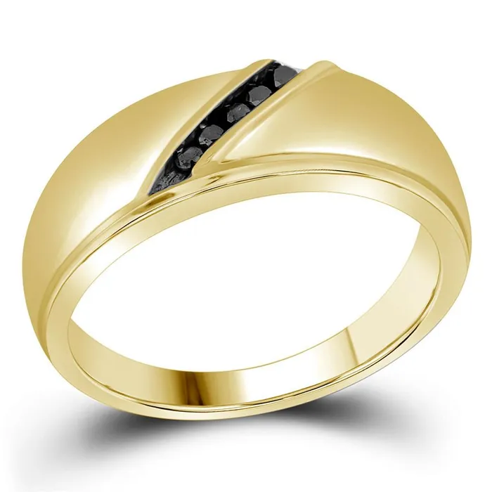 10k Yellow Gold Round Black Diamond Band Ring 18 Cttw gndatlanta Rings