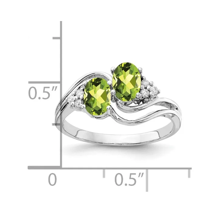 14k White Gold 6x4mm Oval Peridot A Real Diamond ring Goldia Rings