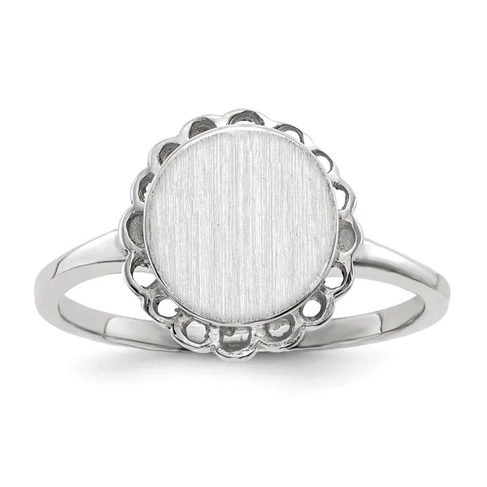14k White Gold 90x85mm Open Back Signet Ring Goldia Rings