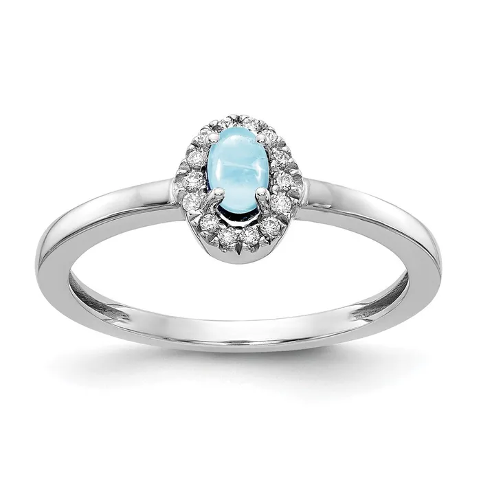 14k White Gold Real Diamond and Oval Cabochon Aquamarine Ring Goldiacom Rings 14k White Gold Real Diamond and Oval Cabochon Aquamarine Ring Goldiacom Rings