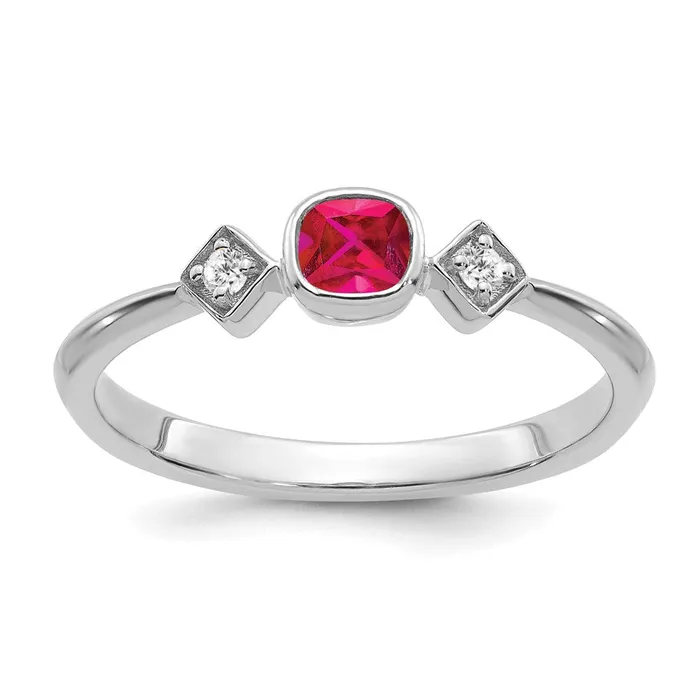 14k White Gold Ruby and Real Diamond Ring Goldia Rings