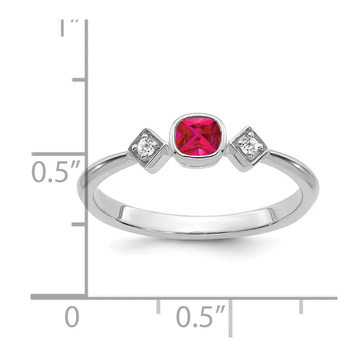 14k White Gold Ruby and Real Diamond Ring Goldia Rings