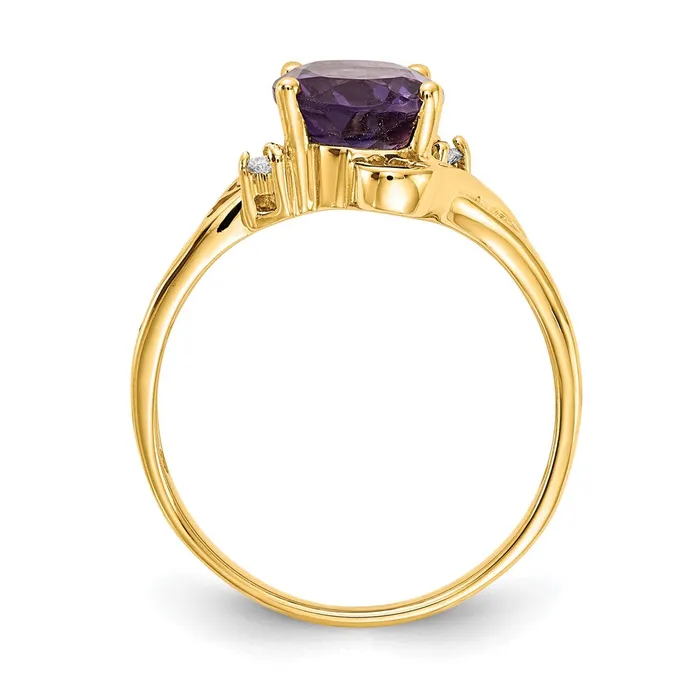 14K Yellow Gold 9x7mm Oval Amethyst AAA Real Diamond ring Goldiacom Rings