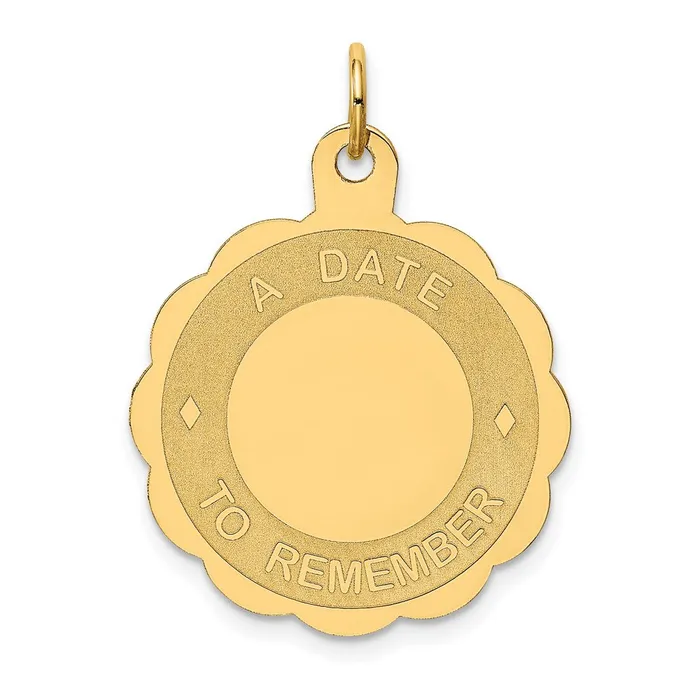 14k Yellow Gold A DATE TO REMEMBER Disc Charm Goldia Charm Necklaces