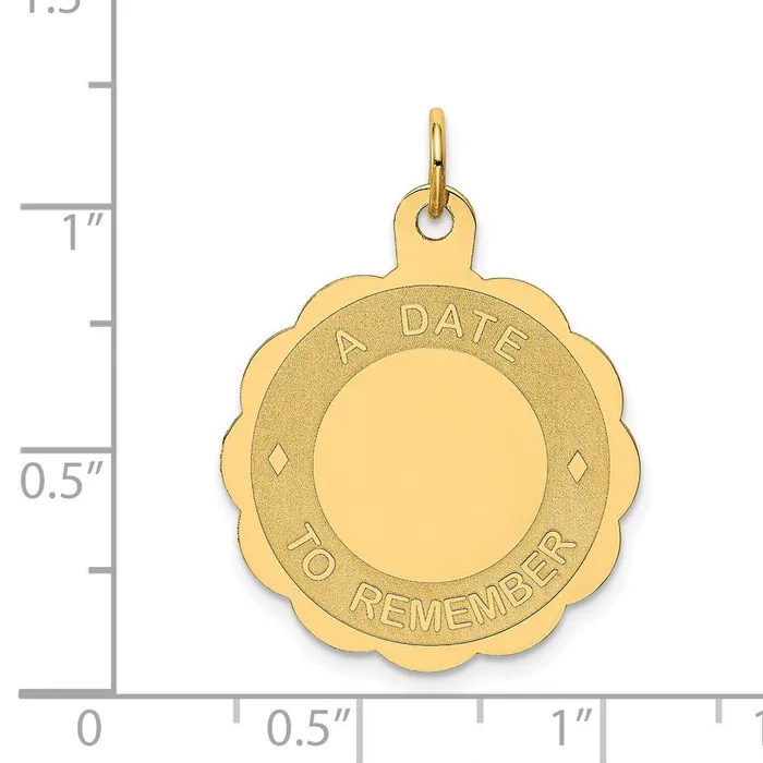 14k Yellow Gold A DATE TO REMEMBER Disc Charm Goldia Charm Necklaces