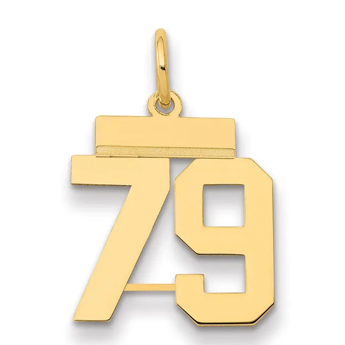 14k Yellow Gold Small Polished Number 79 Charm Goldia Charm Necklaces