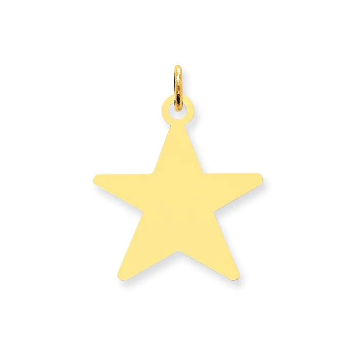 14k Yellow Gold Star Disc Charm Goldia Charm Necklaces
