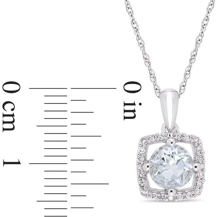 60mm Aquamarine and 01 CT TW Natural Diamond Cushion Frame Pendant in 10K White Gold 17 Goldia Necklaces 60mm Aquamarine and 01 CT TW Natural Diamond Cushion Frame Pendant in 10K White Gold 17 Goldia Necklaces