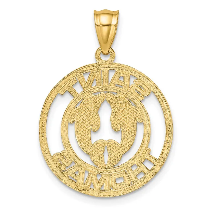 Charm Necklaces 14k Yellow Gold SAINT THOMAS w Dolphins Charm Goldia