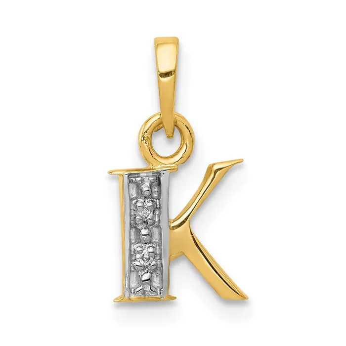 Charm Necklaces Goldiacom 14k and Rhodium Polished 01ct Diamond Initial K Charm Charm Necklaces Goldiacom 14k and Rhodium Polished 01ct Diamond Initial K Charm