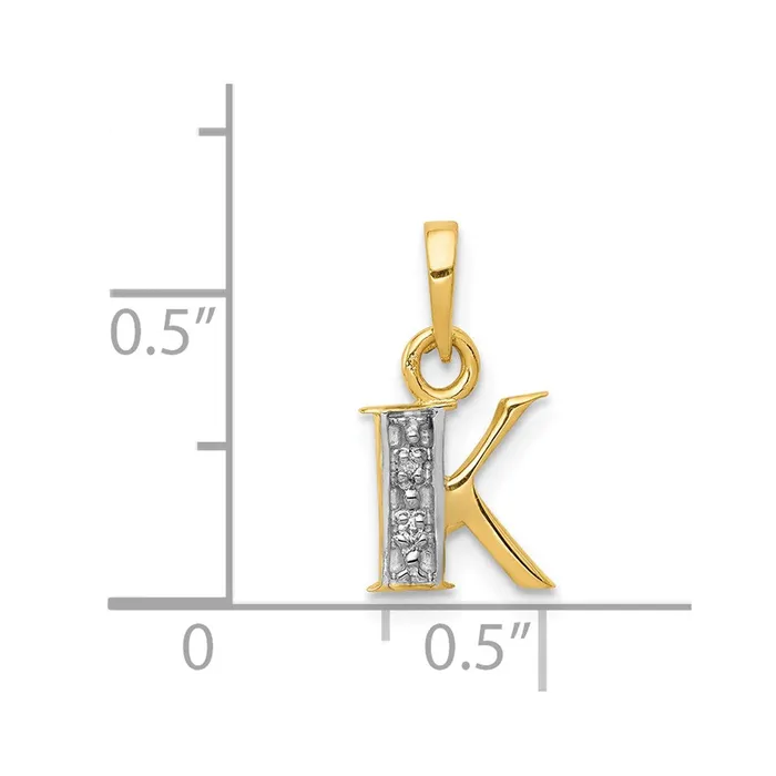 Charm Necklaces Goldiacom 14k and Rhodium Polished 01ct Diamond Initial K Charm