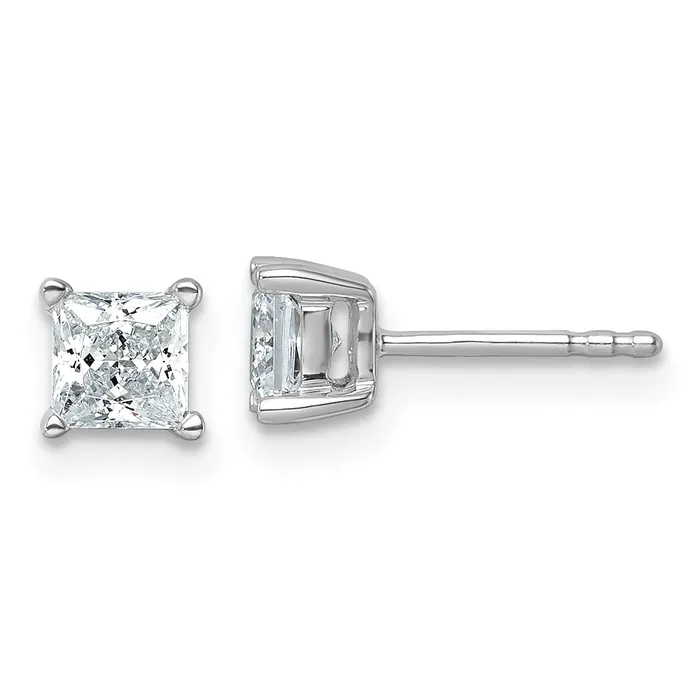 Earrings Goldia 14k White Gold 1 ctw Lab Grown Diamond VSSI G Princess 4 Prong Heavy Wt Stud Earrings Earrings Goldia 14k White Gold 1 ctw Lab Grown Diamond VSSI G Princess 4 Prong Heavy Wt Stud Earrings