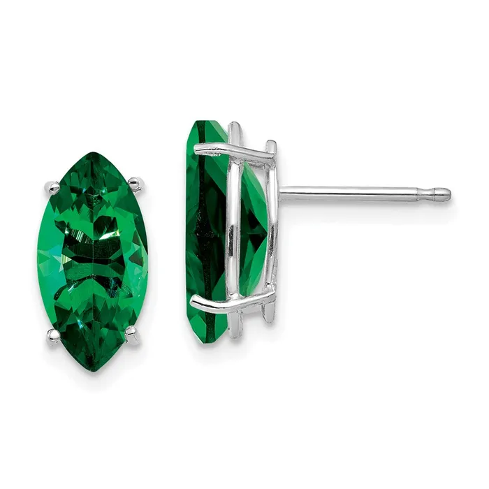 Earrings Goldia Solid 14k White Gold Mount St Helens Marquise Stud Earring