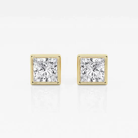 Earrings JMS always Original Brilliant Diamond 14KT Yellow Gold 1 12 cttw PrincessCut Lab Grown Diamond Bezel Set Solitaire Stud Earrings for Women GVSSI Earrings JMS always Original Brilliant Diamond 14KT Yellow Gold 1 12 cttw PrincessCut Lab Grown Diamond Bezel Set Solitaire Stud Earrings for Women GVSSI