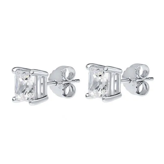 Earrings JMS always Original Maulijewels 14K White Gold 100 Ct TW Natural Princess Cut Diamond Stud Earrings With Push Back Earrings JMS always Original Maulijewels 14K White Gold 100 Ct TW Natural Princess Cut Diamond Stud Earrings With Push Back