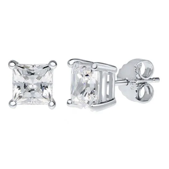 Earrings JMS always Original Maulijewels 14K White Gold 100 Ct TW Natural Princess Cut Diamond Stud Earrings With Push Back Earrings JMS always Original Maulijewels 14K White Gold 100 Ct TW Natural Princess Cut Diamond Stud Earrings With Push Back