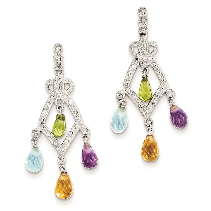 Earrings Sterling Silver Gemstone u0026 Diamond Dangle Earrings Goldia