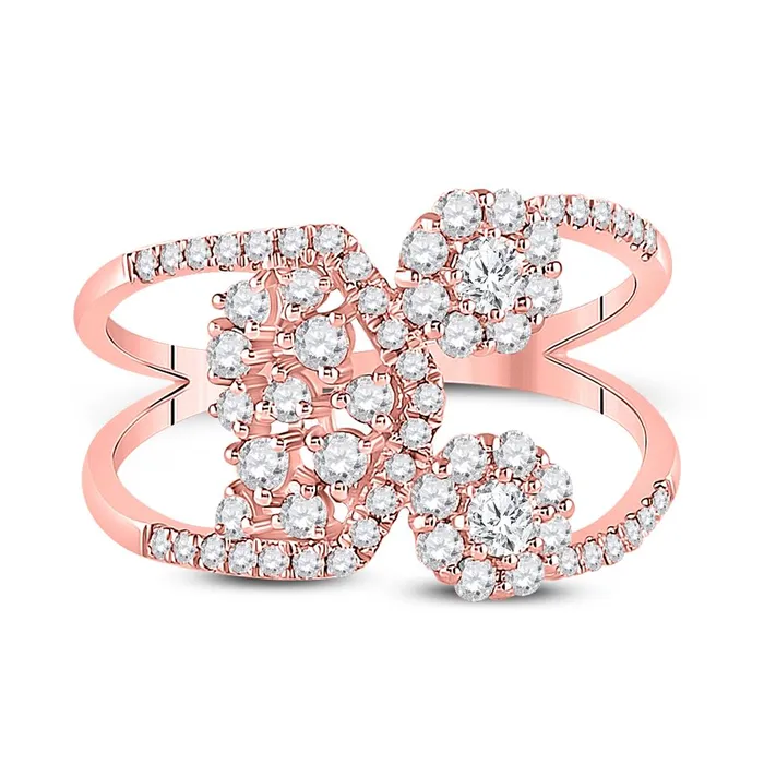 gndatlanta Rings 14k Rose Gold Round Diamond Modern Negative Space Band Ring 34 Cttw