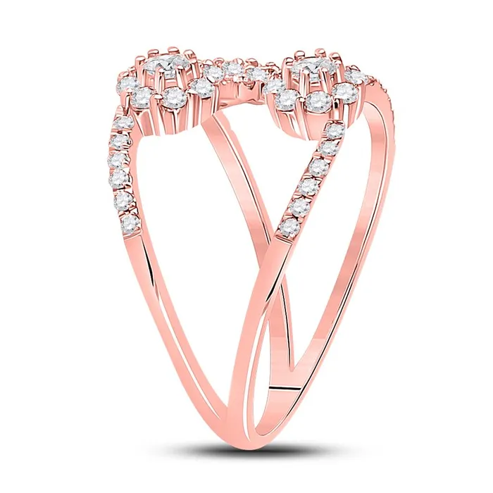 gndatlanta Rings 14k Rose Gold Round Diamond Modern Negative Space Band Ring 34 Cttw