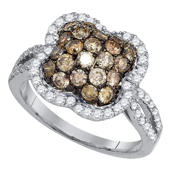 gndatlanta Rings 14k White Gold Round Brown Diamond Cluster Ring 158 Cttw gndatlanta Rings 14k White Gold Round Brown Diamond Cluster Ring 158 Cttw