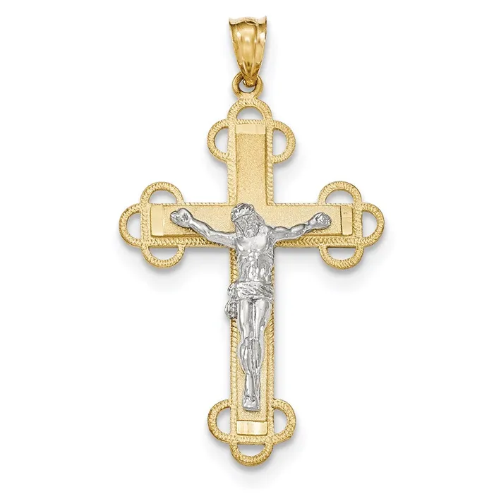 Goldia 14k Twotone Gold Twotone Gold Crucifix Pendant Rings