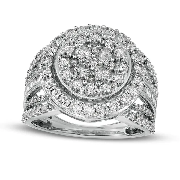 Goldia 20 CT TW Composite Natural Diamond Split Shank Ring in Solid 10K White Gold Rings Goldia 20 CT TW Composite Natural Diamond Split Shank Ring in Solid 10K White Gold Rings