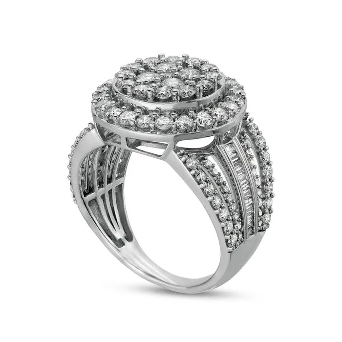 Goldia 20 CT TW Composite Natural Diamond Split Shank Ring in Solid 10K White Gold Rings Goldia 20 CT TW Composite Natural Diamond Split Shank Ring in Solid 10K White Gold Rings