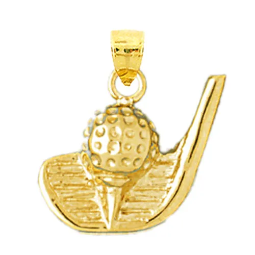 Goldia Charm Necklaces 14K Gold Golf Club Ball and Tee Charm