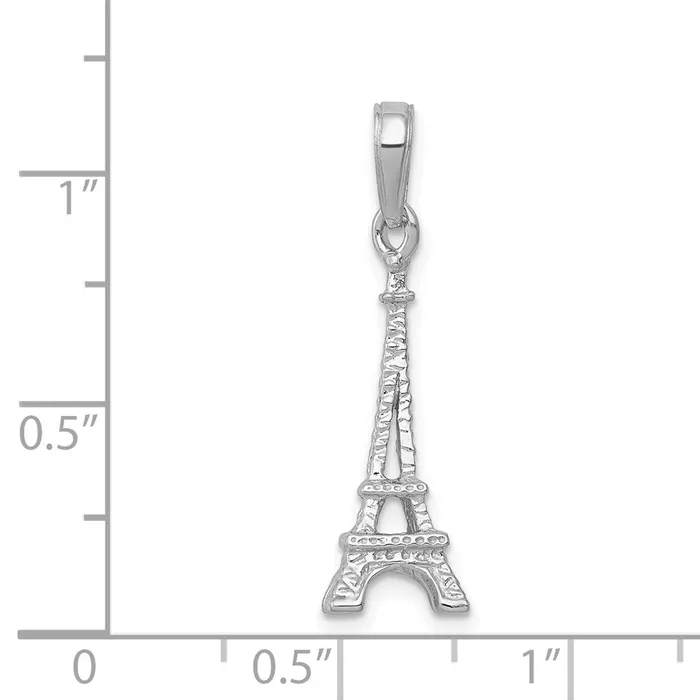 Goldia Charm Necklaces 14k White Gold Solid Polished 3D Eiffel Tower Charm