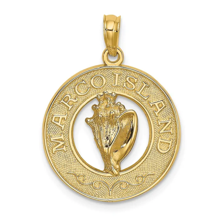 Goldia Charm Necklaces 14k Yellow Gold MARCO ISLAND wConch Shell Circle Charm Goldia Charm Necklaces 14k Yellow Gold MARCO ISLAND wConch Shell Circle Charm