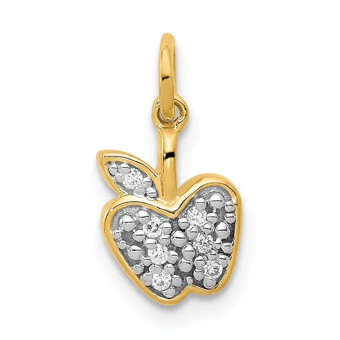 Goldia Charm Necklaces 14K Yellow Gold Real Diamond Apple Charm