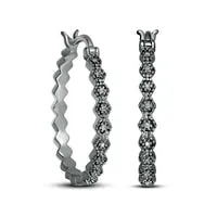 Goldia Diamond Accent ZigZag Hoop Earrings in Sterling Silver Earrings