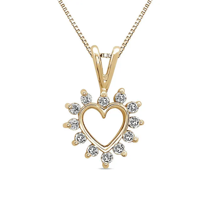 Goldia Necklaces 017 CT TW Natural Diamond Heart Starburst Pendant in 14K Gold Goldia Necklaces 017 CT TW Natural Diamond Heart Starburst Pendant in 14K Gold