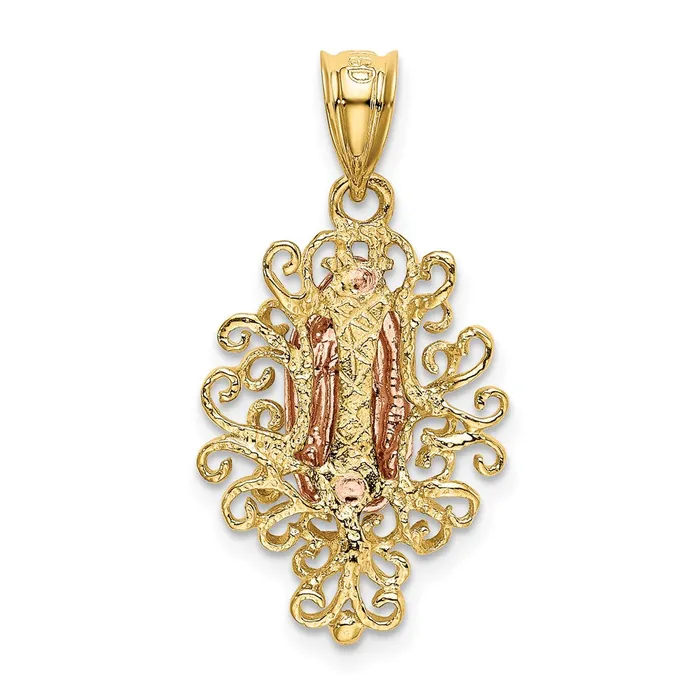 Goldia Necklaces 14k Twotone Gold Polished Our Lady of Guadalupe Pendant