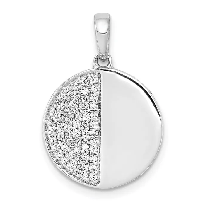 Goldia Necklaces 14k White Gold 14ct Real Diamond Fancy Half and Half Circle Pendant Goldia Necklaces 14k White Gold 14ct Real Diamond Fancy Half and Half Circle Pendant