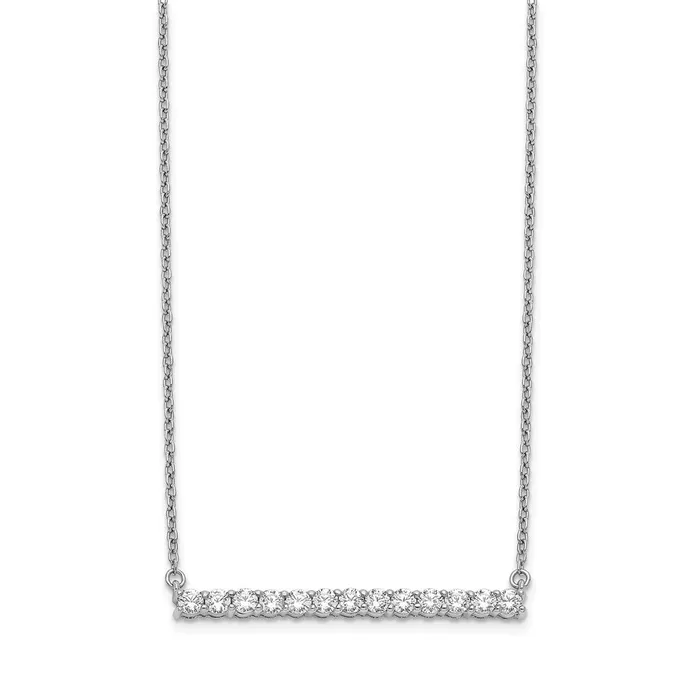 Goldia Necklaces 14k White Gold Real Diamond Bar 18 inch Necklace